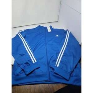 ADIDAS MEN'S ESSENTIALS 3 STRIPES TRICOT TRACK JACKET~ LARGE  #IS9286 BLUE Sz XL